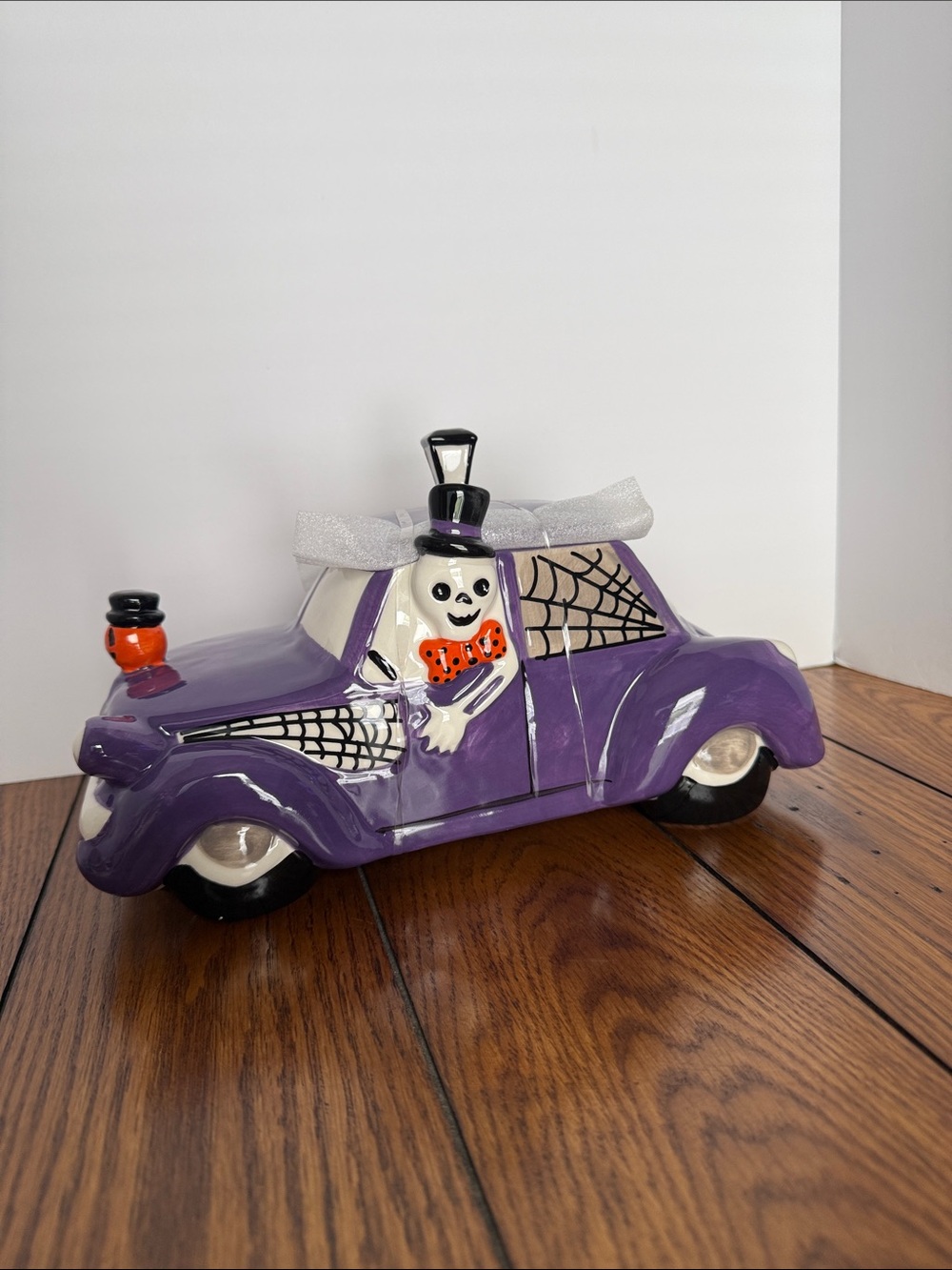 Festive Purple Halloween Ghost Car Cookie Jar - Charming Party Decor